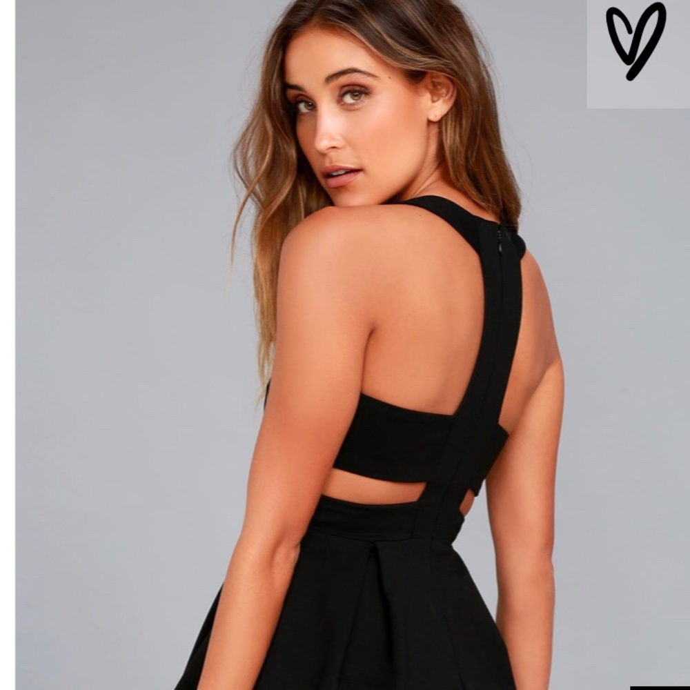LULUS CUTOUT BLACK SKATER DRESS